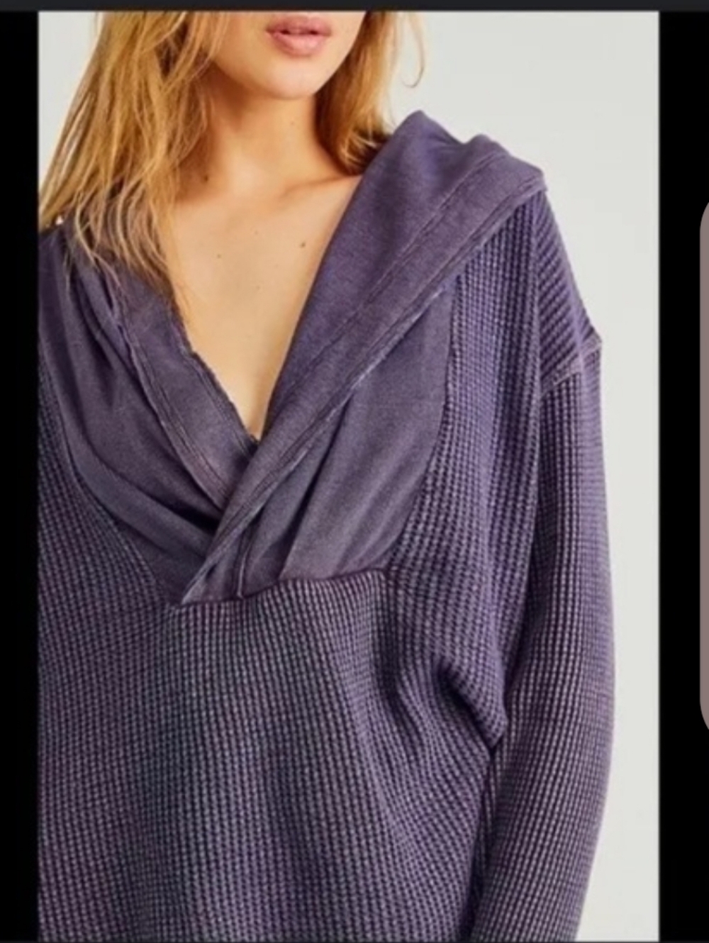 Free People FP One Axel Waffle Weave Oversized Hoodie Size L Plum